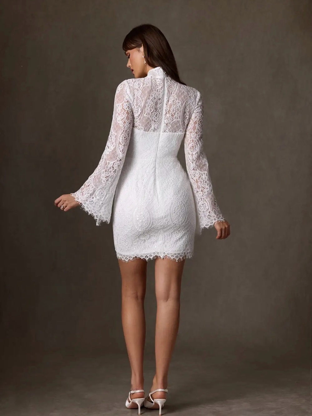 Azazie Ivie white mini dress